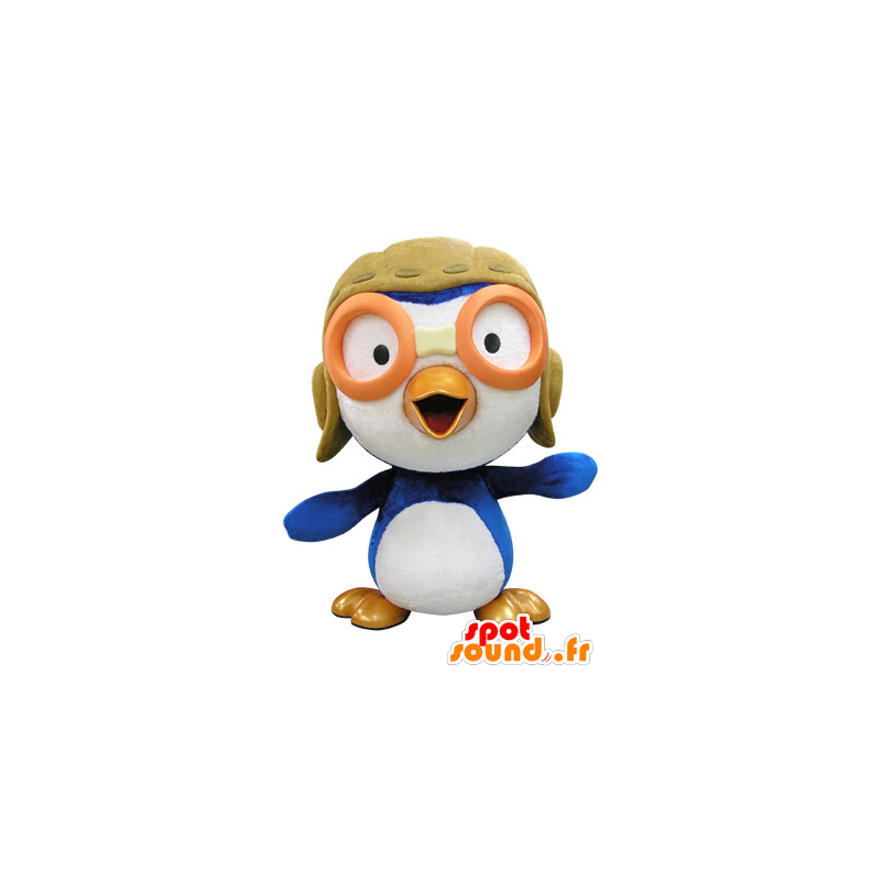 Blue and white bird mascot aviator outfit - MASFR031416 - Mascot of birds