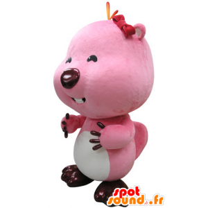 Pink and white beaver mascot. Otter mascot - MASFR031417 - Beaver mascots