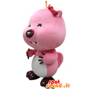 Rosa e branco mascote castor. Otter mascote - MASFR031417 - Beaver Mascot