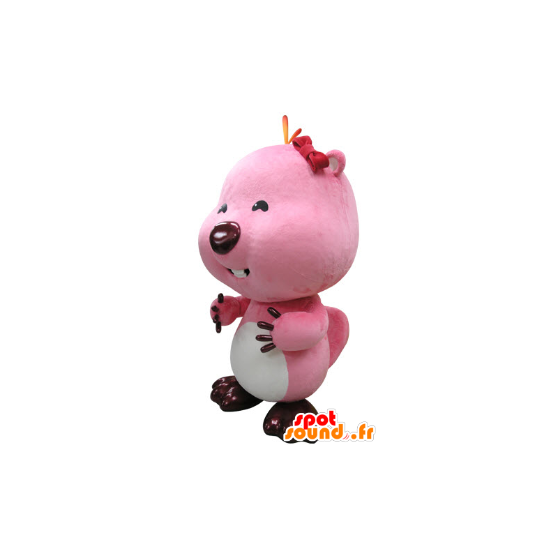 La mascota de color rosa y blanco castor. mascota de la nutria - MASFR031417 - Mascotas castores