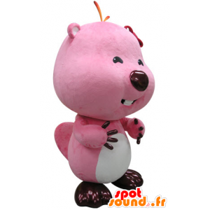 La mascota de color rosa y blanco castor. mascota de la nutria - MASFR031417 - Mascotas castores