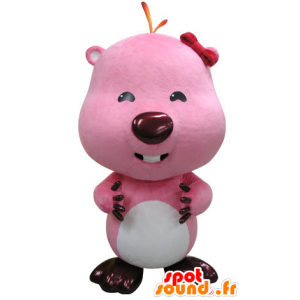 La mascota de color rosa y blanco castor. mascota de la nutria - MASFR031417 - Mascotas castores