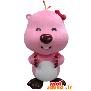 Pink and white beaver mascot. Otter mascot - MASFR031417 - Beaver mascots