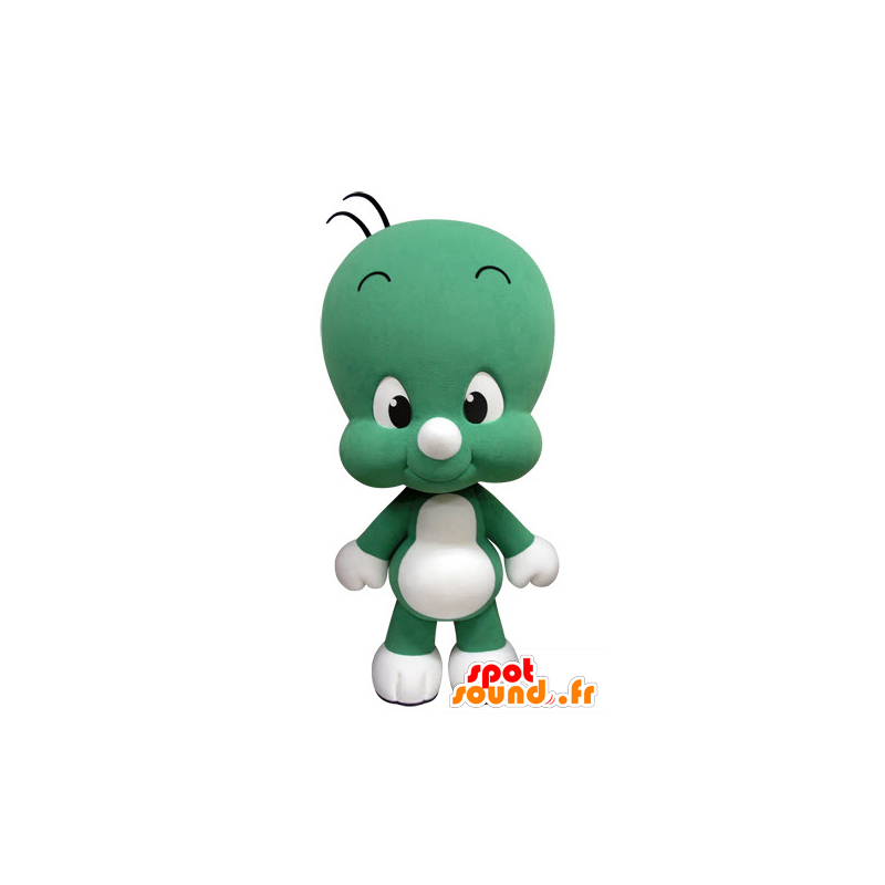 Mascotte de petit bonhomme vert et blanc, mignon et rigolo - MASFR031419 - Mascottes Homme