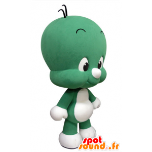 Mascotte de petit bonhomme vert et blanc, mignon et rigolo - MASFR031419 - Mascottes Homme