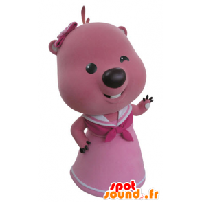 Rosa e branco mascote castor. Otter mascote - MASFR031420 - Beaver Mascot