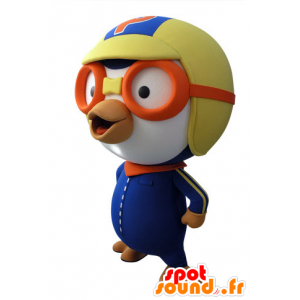 Blauwe en witte vogel Mascot aviator outfit - MASFR031422 - Mascot vogels