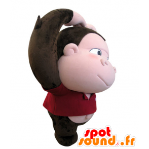 Mascotte de singe marron et rose avec une grosse tête - MASFR031424 - Mascottes Singe