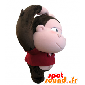Brązowy i różowy małpa maskotka z dużą głową - MASFR031424 - Monkey Maskotki