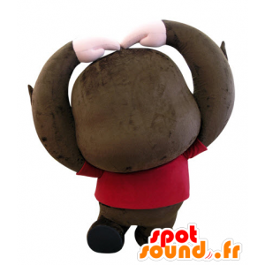 Hnědé a růžové opice maskot s velkou hlavou - MASFR031424 - Monkey Maskoti