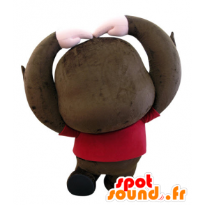 Braun und rosa Affe-Maskottchen mit einem großen Kopf - MASFR031424 - Maskottchen monkey