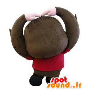 Mascotte de singe marron et rose avec une grosse tête - MASFR031424 - Mascottes Singe