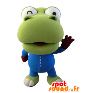 Groen en wit krokodil mascotte, reuzedinosaurus - MASFR031425 - Crocodile Mascottes