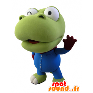 Mascotte de crocodile vert et blanc, de dinosaure géant - MASFR031425 - Mascottes Crocodile