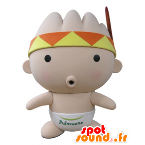 Baby roze mascotte, met een bandana en een veertje - MASFR031428 - baby Mascottes