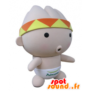 Baby roze mascotte, met een bandana en een veertje - MASFR031428 - baby Mascottes