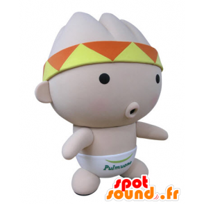 Baby roze mascotte, met een bandana en een veertje - MASFR031428 - baby Mascottes