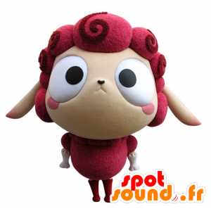 Różowa maskotka owca i beż, bardzo śmieszne - MASFR031432 - Maskotki owiec
