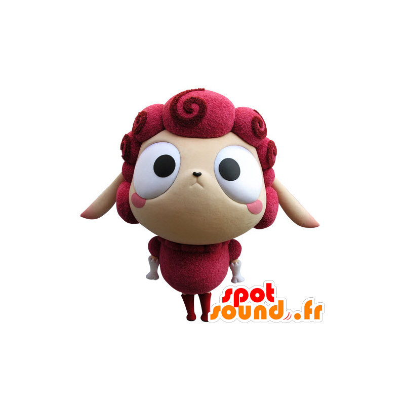 Mascotte de mouton rose et beige, très rigolo - MASFR031432 - Mascottes Mouton