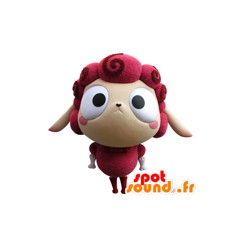 Růžový ovce maskot a béžové, velmi vtipné - MASFR031432 - ovce Maskoti