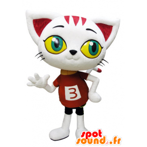 White cat mascot, a giant with big eyes - MASFR031439 - Cat mascots
