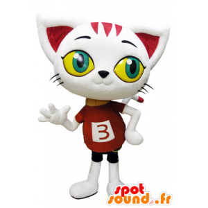 Mascote gato branco, um gigante com os olhos grandes - MASFR031439 - Mascotes gato