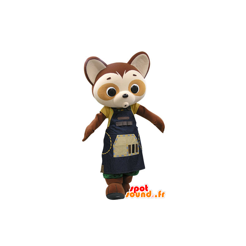Maskotka panda brązowy i beżowy z niebieskiej sukience - MASFR031444 - pandy Mascot