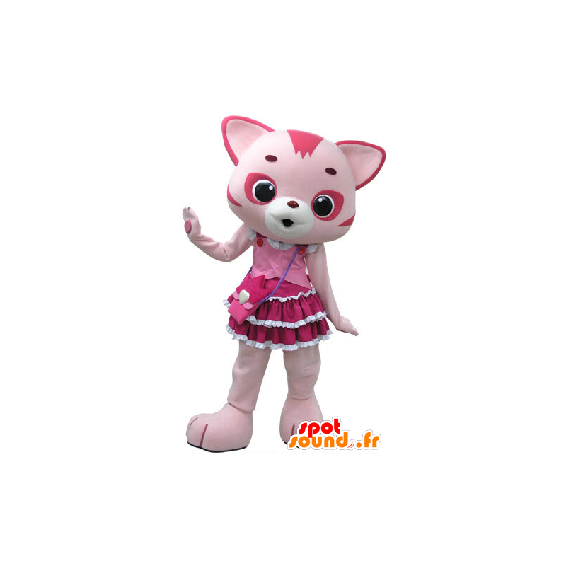 Mascota del gato de color rosa y blanco, con un bonito vestido - MASFR031446 - Mascotas gato