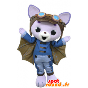 Cat mascot with purple bat wings - MASFR031447 - Cat mascots