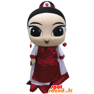 Mascotte de femme asiatique, habillée en tenue traditionnelle - MASFR031451 - Mascottes Femme