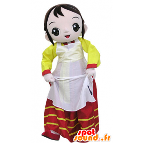 Mascot vrouw draagt ​​een kleurrijke jurk - MASFR031458 - Vrouw Mascottes