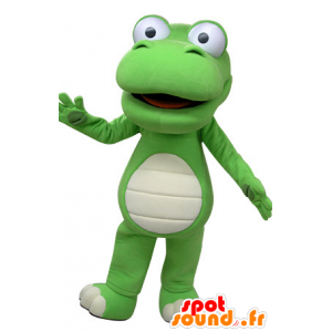 Mascotte de crocodile vert et blanc, géant - MASFR031466 - Mascottes Crocodile