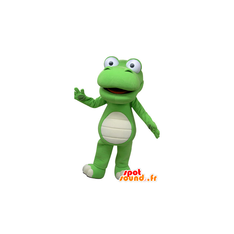 Groen en wit krokodil mascotte, reuze - MASFR031466 - Crocodile Mascottes