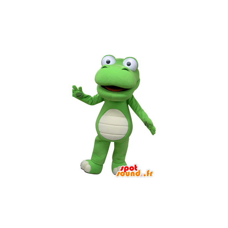 Zielony i biały krokodyl maskotka, gigant - MASFR031466 - Krokodyl Maskotki