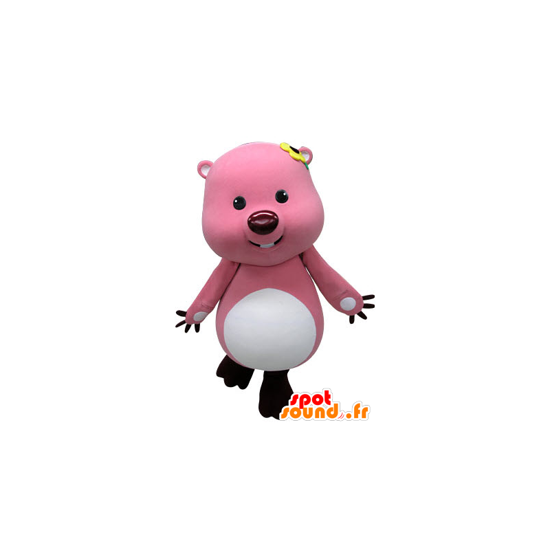 Roze en wit bever mascotte. Otter mascotte - MASFR031469 - Beaver Mascot