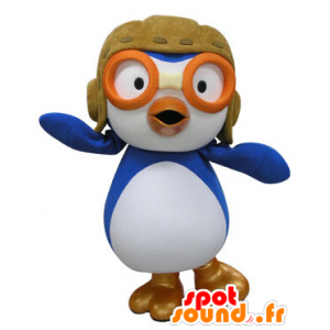 Mascot blauwe en witte vogel, piloot gehouden - MASFR031470 - Mascot vogels