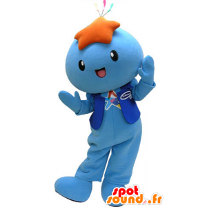 Blue snowman mascot with a star on the head - MASFR031471 - Human mascots