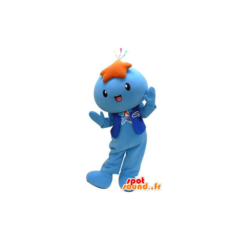 Blue snowman mascot with a star on the head - MASFR031471 - Human mascots