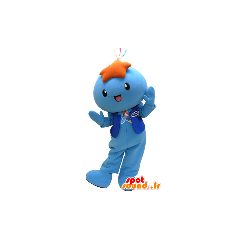 Azul mascote do boneco de neve com uma estrela na cabeça - MASFR031471 - Mascotes homem