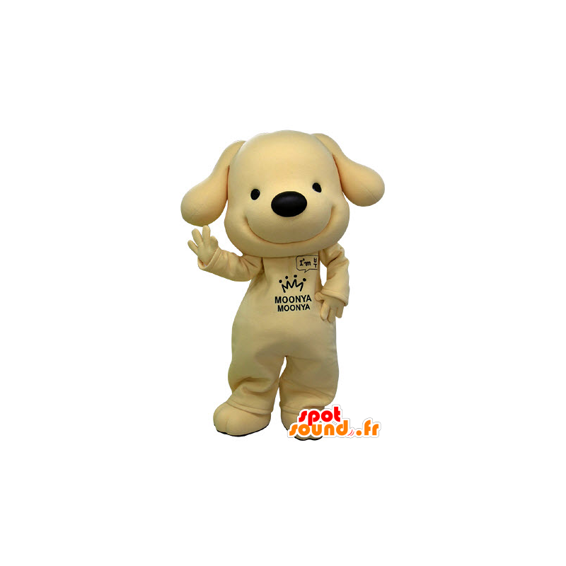 Μασκότ κίτρινο και μαύρο σκυλί, πολύ χαμογελαστός - MASFR031473 - Μασκότ Dog