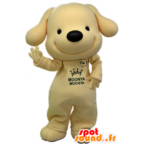 Mascotte de chien jaune et noir, très souriant - MASFR031473 - Mascottes de chien