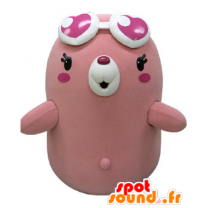 Mascot roze en witte beren, mollig en grappige mol - MASFR031475 - Bear Mascot