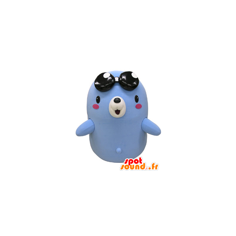 Mascot bjørn, blå og hvit muldvarp med briller - MASFR031476 - bjørn Mascot