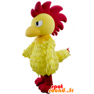 Mascot gallo giallo e rosso, a guardare feroce - MASFR031479 - Mascotte di galline pollo gallo