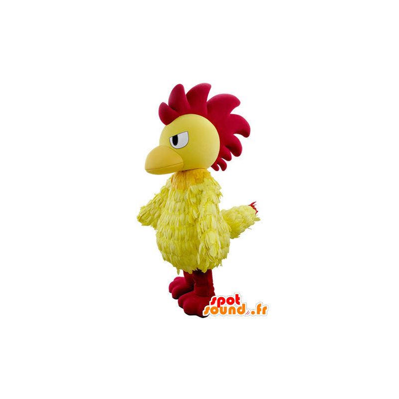 Mascotte de coq jaune et rouge, à l'air farouche - MASFR031479 - Mascotte de Poules - Coqs - Poulets