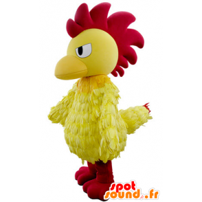 Mascotte de coq jaune et rouge, à l'air farouche - MASFR031479 - Mascotte de Poules - Coqs - Poulets