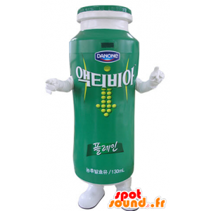 Mascot Joghurtgetränk grün und weiß. Danone Maskottchen - MASFR031482 - Essen-Maskottchen