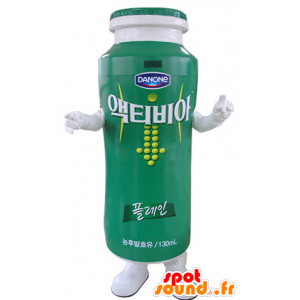 Grøn og hvid drik yoghurt maskot. Danone maskot - Mad maskot - MASFR031482 - SpotSound.fr