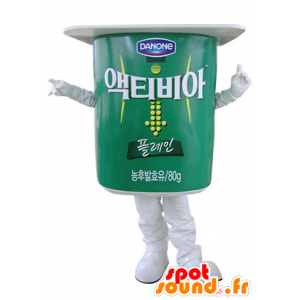 Yogurt pentola mascotte verde e bianco, gigante - MASFR031483 - Mascotte di oggetti