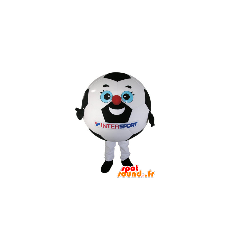 Svart och vit fotboll bollmaskot - Spotsound maskot